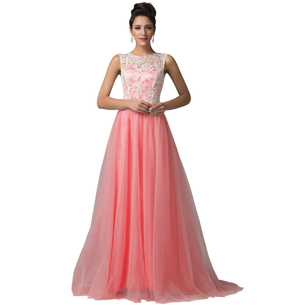 Grace Karin Fashion Women Winter ball Long Lace Evening Dresses - Shopy Max