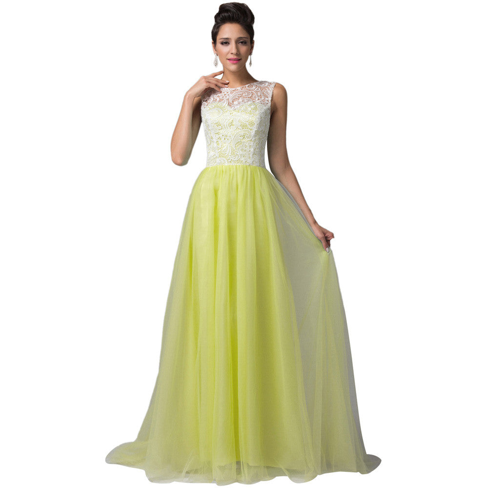 Grace Karin Fashion Women Winter ball Long Lace Evening Dresses - Shopy Max