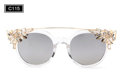 ROYAL GIRL High Quality Double Girder Cat Eye Sunglasses Women Brand Designer Vintage Sun Glasses With Diamond Oculos ss722