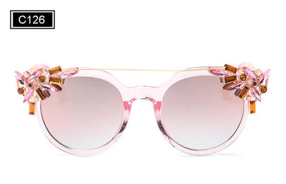 ROYAL GIRL High Quality Double Girder Cat Eye Sunglasses Women Brand Designer Vintage Sun Glasses With Diamond Oculos ss722