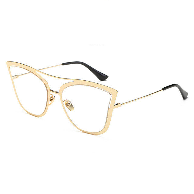 ROYAL GIRL Metal Frame Cat Eye Women Sunglasses Female Brand Designer Alloy Legs Glasses Famous oculos de sol feminino ss907 - Shopy Max