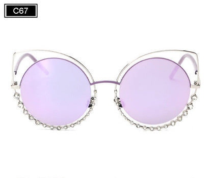 ROYAL GIRL NEW Brand Cat Eye Sunglasses Women Vintage Metal Frame With Inlaid Diamonds Sun Glasses Gafas De Sol Oculos SS920