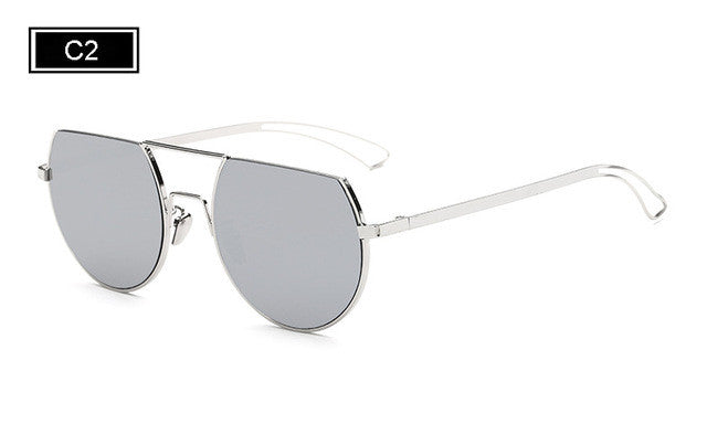 ROYAL GIRL Fashion Flat Top Glasses Alloy Semi Rim Sunglasses Women Famous Brand Designer SS916