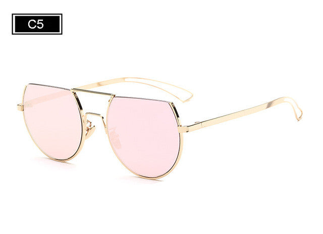 ROYAL GIRL Fashion Flat Top Glasses Alloy Semi Rim Sunglasses Women Famous Brand Designer SS916