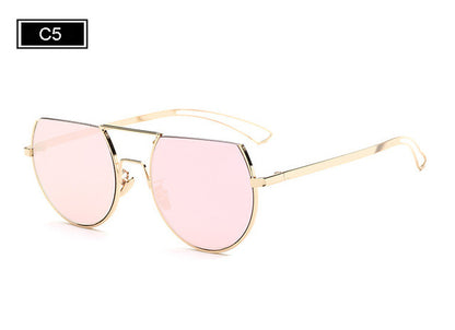 ROYAL GIRL Fashion Flat Top Glasses Alloy Semi Rim Sunglasses Women Famous Brand Designer SS916