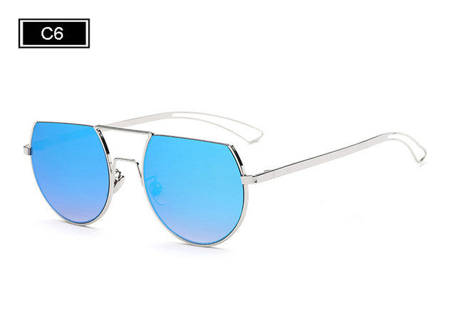 ROYAL GIRL Fashion Flat Top Glasses Alloy Semi Rim Sunglasses Women Famous Brand Designer SS916