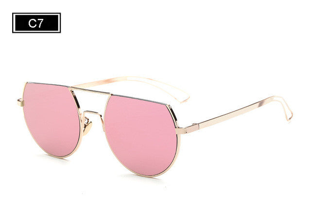 ROYAL GIRL Fashion Flat Top Glasses Alloy Semi Rim Sunglasses Women Famous Brand Designer SS916