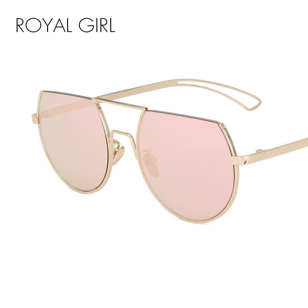 ROYAL GIRL Fashion Flat Top Glasses Alloy Semi Rim Sunglasses Women Famous Brand Designer SS916