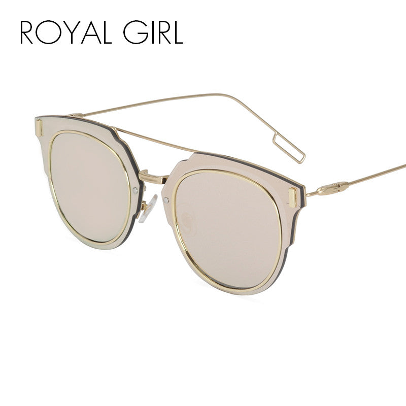 ROYAL GIRL Fashion Sunglasses Women Brand Designer Round Mirrored Double-Bridge Frame Sun Glasses ss368