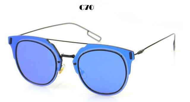 ROYAL GIRL Fashion Sunglasses Women Brand Designer Round Mirrored Double-Bridge Frame Sun Glasses ss368