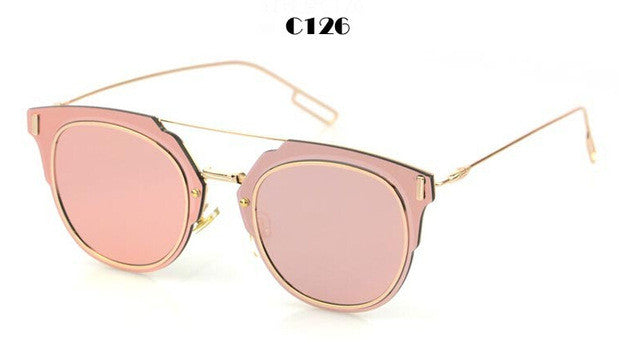 ROYAL GIRL Fashion Sunglasses Women Brand Designer Round Mirrored Double-Bridge Frame Sun Glasses ss368