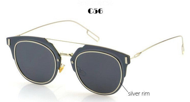 ROYAL GIRL Fashion Sunglasses Women Brand Designer Round Mirrored Double-Bridge Frame Sun Glasses ss368