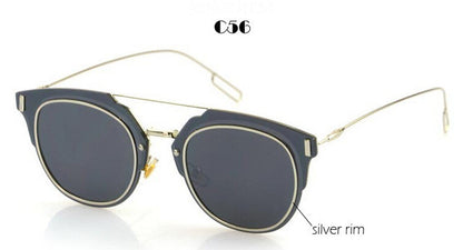 ROYAL GIRL Fashion Sunglasses Women Brand Designer Round Mirrored Double-Bridge Frame Sun Glasses ss368