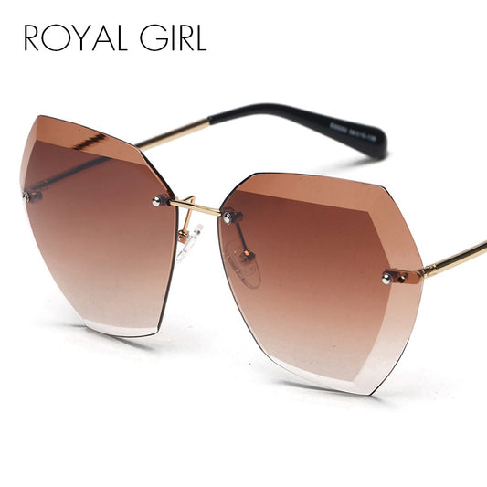 ROYAL GIRL Brand Designer Women Sunglasses Vintage Rimless frame Summer Lens shade glasses SS260