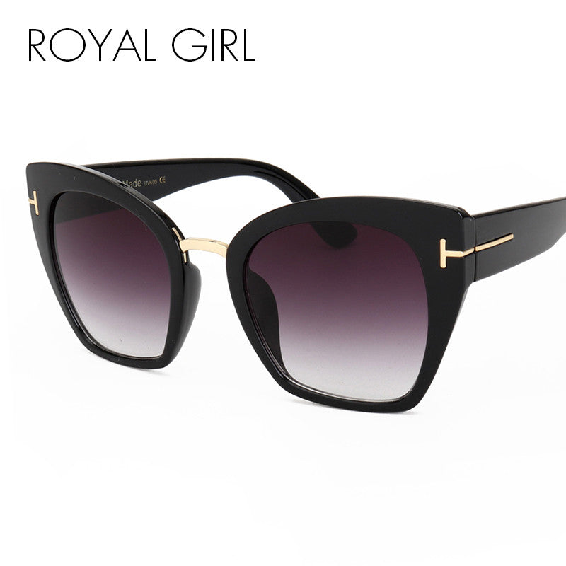 ROYAL GIRL Fashion Cat Eye Sunglasses Women Classic Brand Designer Female Gradient Flat Panel Lens Big Oculos ss191