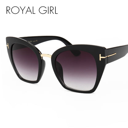 ROYAL GIRL Fashion Cat Eye Sunglasses Women Classic Brand Designer Female Gradient Flat Panel Lens Big Oculos ss191