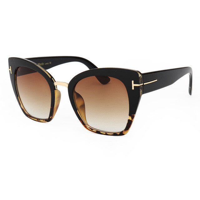 ROYAL GIRL Fashion Cat Eye Sunglasses Women Classic Brand Designer Female Gradient Flat Panel Lens Big Oculos ss191