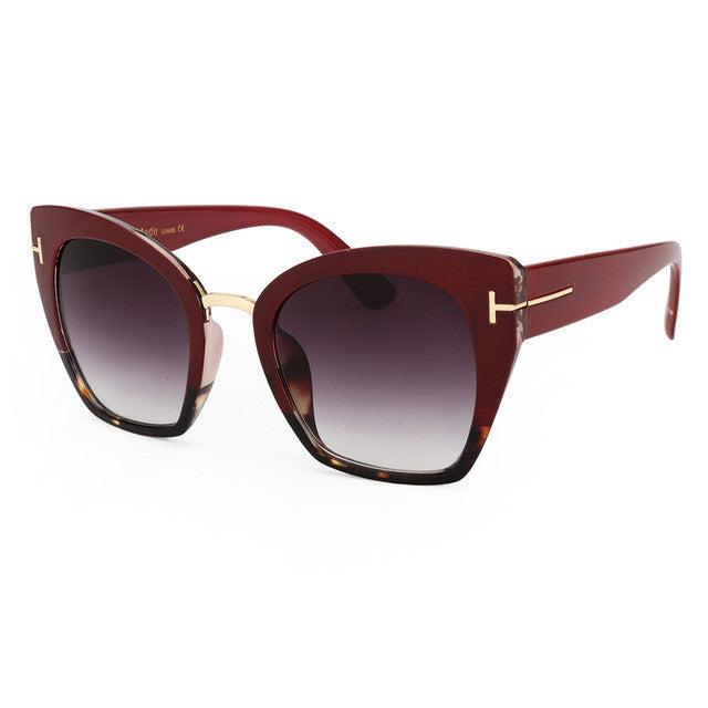 ROYAL GIRL Fashion Cat Eye Sunglasses Women Classic Brand Designer Female Gradient Flat Panel Lens Big Oculos ss191