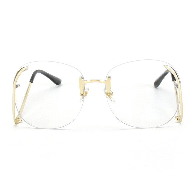 ROYAL GIRL 2017 new Sunglasses Women Retro Designer Rimless Frame Gradient Lens Bent legs Glasses UV 400 lens #ss119