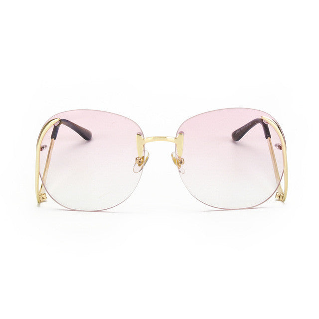 ROYAL GIRL 2017 new Sunglasses Women Retro Designer Rimless Frame Gradient Lens Bent legs Glasses UV 400 lens #ss119