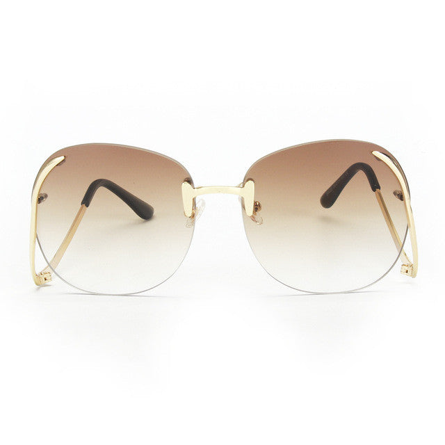 ROYAL GIRL 2017 new Sunglasses Women Retro Designer Rimless Frame Gradient Lens Bent legs Glasses UV 400 lens #ss119