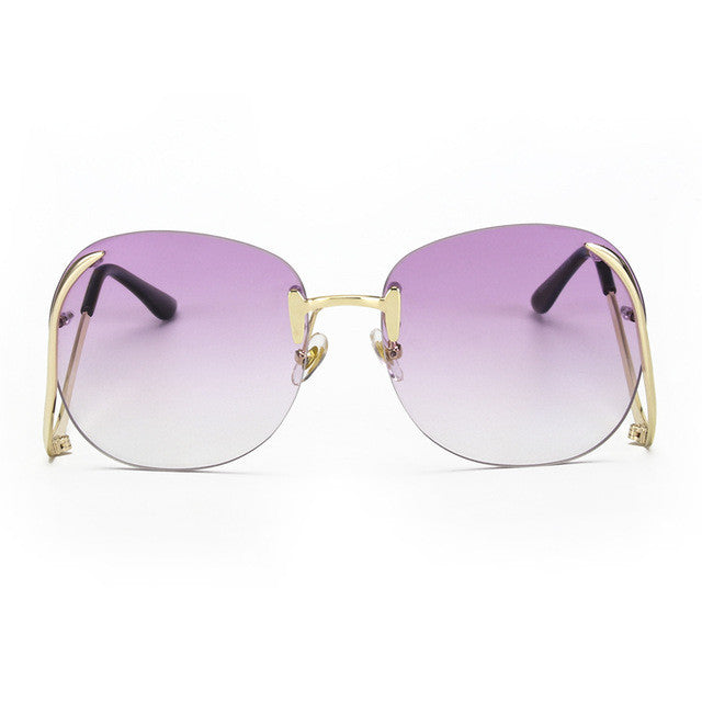 ROYAL GIRL 2017 new Sunglasses Women Retro Designer Rimless Frame Gradient Lens Bent legs Glasses UV 400 lens #ss119