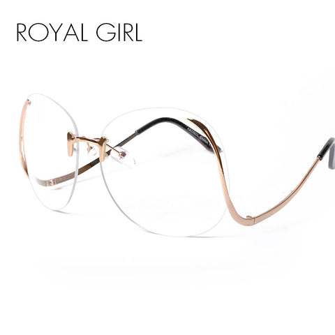ROYAL GIRL 2017 NEW Unique Eyeglasses Women Rimless frames glasses Oversized ss380