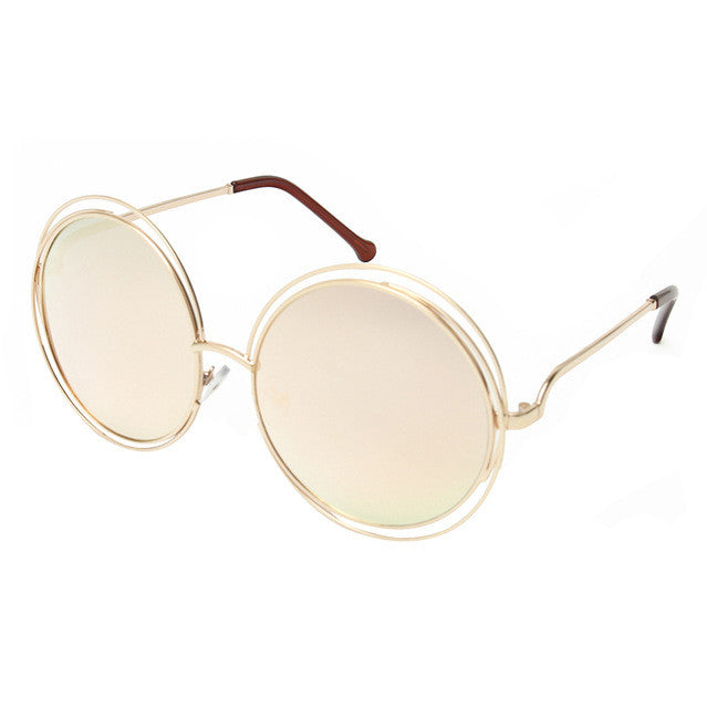 ROYAL GIRL NEW High Quality Elegant Round Wire Frame Sunglasses Women Mirror gradient Glasses shades Oversized Eyeglasses ss076
