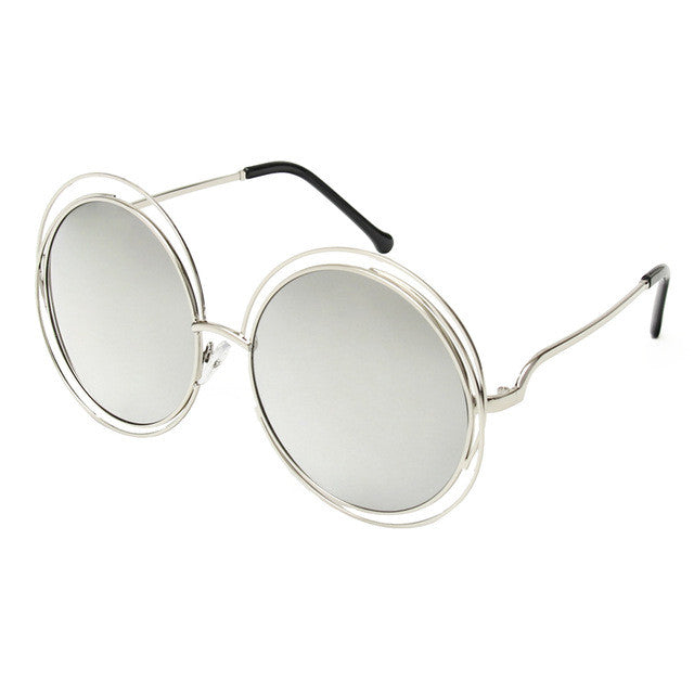 ROYAL GIRL NEW High Quality Elegant Round Wire Frame Sunglasses Women Mirror gradient Glasses shades Oversized Eyeglasses ss076