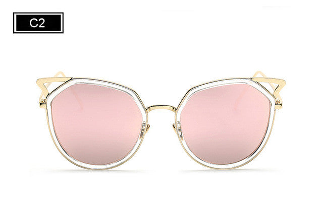 ROYAL GIRL Cat Eye Women Sunglasses Metal Frame Original Brand Sunglasses Fashion Designer Clear Frame Lens Glasses ss764