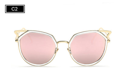 ROYAL GIRL Cat Eye Women Sunglasses Metal Frame Original Brand Sunglasses Fashion Designer Clear Frame Lens Glasses ss764