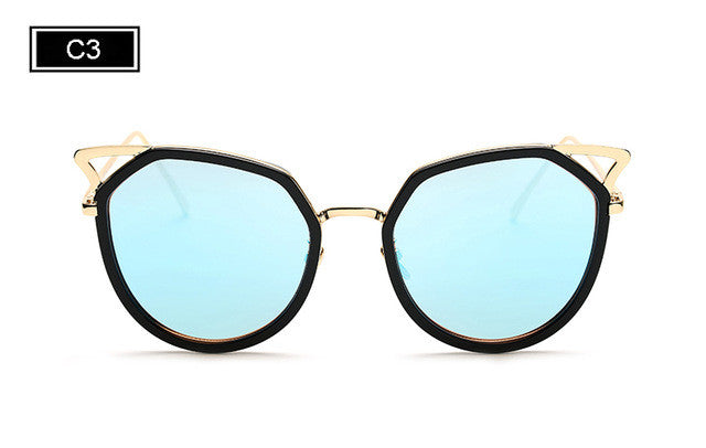 ROYAL GIRL Cat Eye Women Sunglasses Metal Frame Original Brand Sunglasses Fashion Designer Clear Frame Lens Glasses ss764
