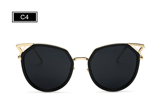 ROYAL GIRL Cat Eye Women Sunglasses Metal Frame Original Brand Sunglasses Fashion Designer Clear Frame Lens Glasses ss764