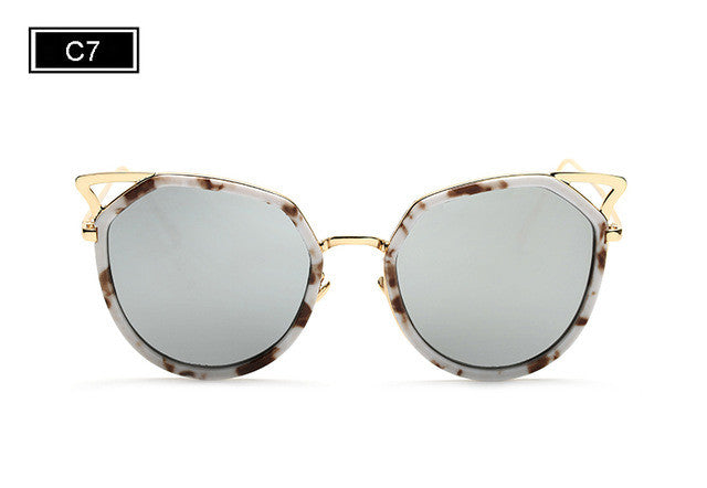 ROYAL GIRL Cat Eye Women Sunglasses Metal Frame Original Brand Sunglasses Fashion Designer Clear Frame Lens Glasses ss764