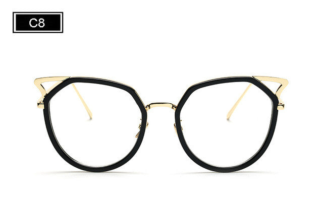 ROYAL GIRL Cat Eye Women Sunglasses Metal Frame Original Brand Sunglasses Fashion Designer Clear Frame Lens Glasses ss764