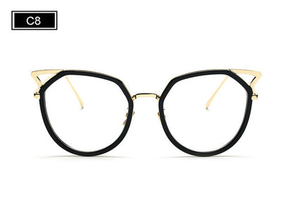 ROYAL GIRL Cat Eye Women Sunglasses Metal Frame Original Brand Sunglasses Fashion Designer Clear Frame Lens Glasses ss764