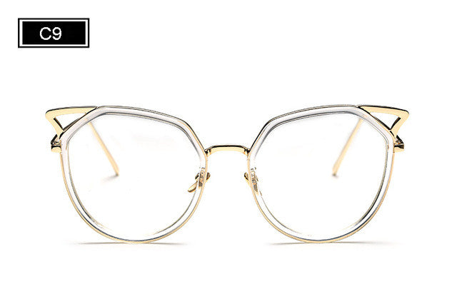 ROYAL GIRL Cat Eye Women Sunglasses Metal Frame Original Brand Sunglasses Fashion Designer Clear Frame Lens Glasses ss764