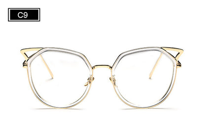 ROYAL GIRL Cat Eye Women Sunglasses Metal Frame Original Brand Sunglasses Fashion Designer Clear Frame Lens Glasses ss764