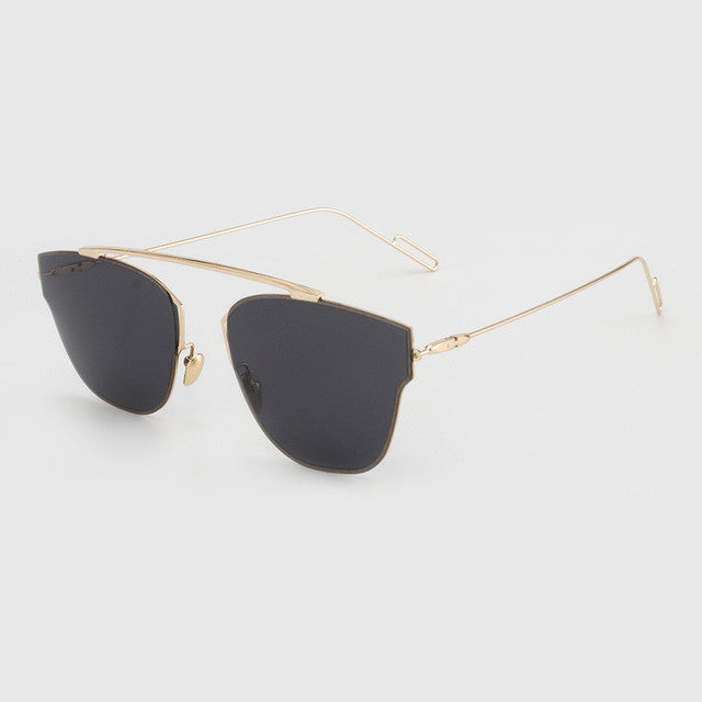 ROYAL GIRL High Quality Metal Frame Fashion Cat Eye Sunglasses Women Brand Designer Vintage Men Sun Glasses Oculos ss288