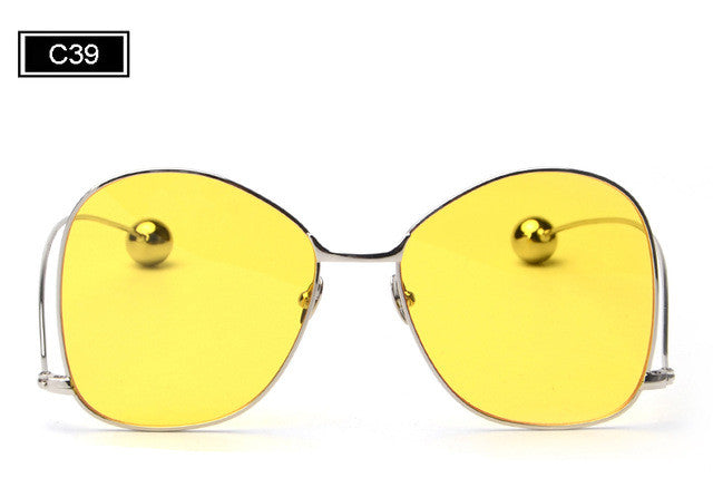 ROYAL GIRL Fashion Personality Women Curved Leg Sunglasses Vintage Round Metal Frame Women Men Glasses UV400 Protection ss908
