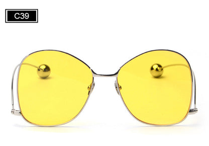 ROYAL GIRL Fashion Personality Women Curved Leg Sunglasses Vintage Round Metal Frame Women Men Glasses UV400 Protection ss908