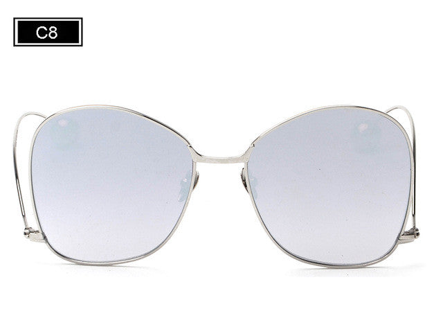 ROYAL GIRL Fashion Personality Women Curved Leg Sunglasses Vintage Round Metal Frame Women Men Glasses UV400 Protection ss908