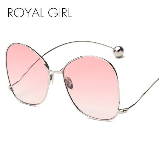 ROYAL GIRL Fashion Personality Women Curved Leg Sunglasses Vintage Round Metal Frame Women Men Glasses UV400 Protection ss908