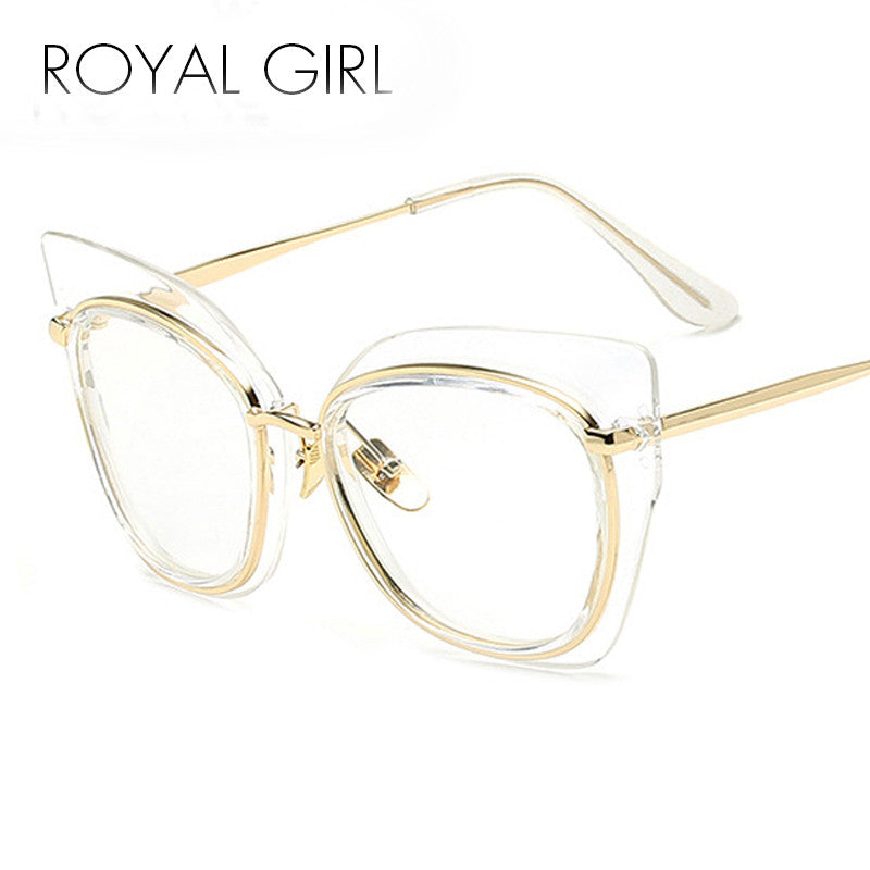 ROYAL GIRL Fashion Women Cat's Eye Glasses Brand Designer Frames Women Eyeglasses Frames High Quality Clear Lens 6 Color SS935