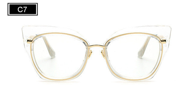ROYAL GIRL Fashion Women Cat's Eye Glasses Brand Designer Frames Women Eyeglasses Frames High Quality Clear Lens 6 Color SS935