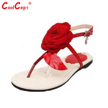 CooLcept free shipping genuine leather quality flat sandals women fashion platform