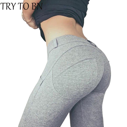 TRY TO BN  Low Waist Leggings Women Sexy Hip Push Up Pants Legging