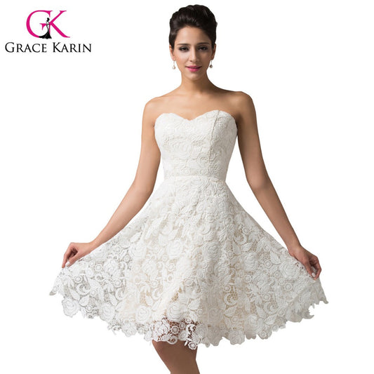 Lace Evening Dress Grace Karin Ivory Party Gown Sweetheart Dinner abendkleider - Shopy Max