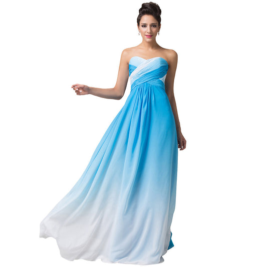 Evening Dresses Long 2016 Grace Karin Gradient Blue Pink Chiffon Robe De Soiree - Shopy Max