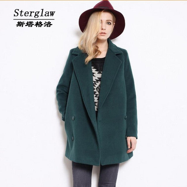 Retro double-breasted cashmere coat casaco 2016 long sections abrigos mujer woolen coat women - Shopy Max
